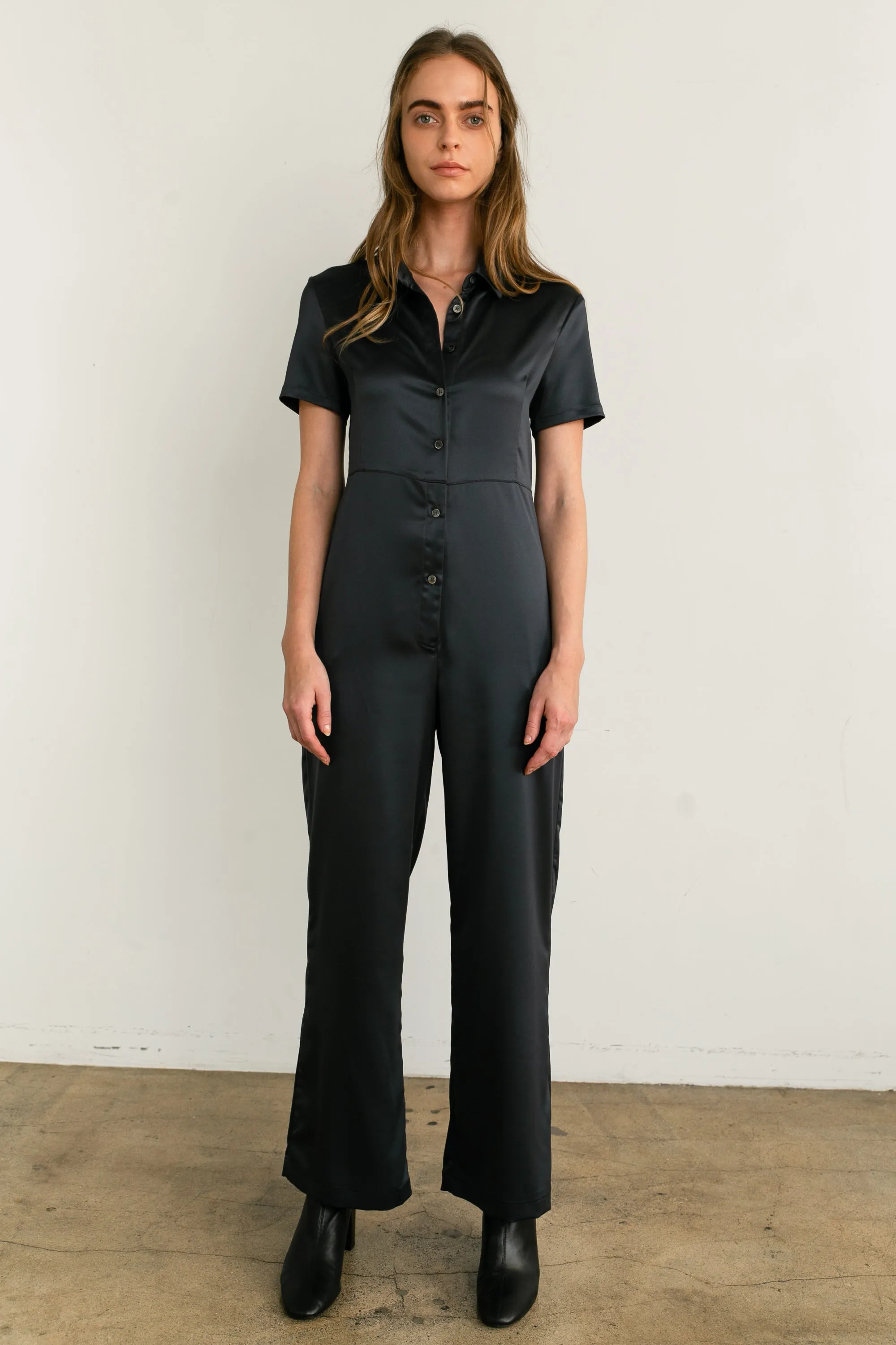 Short Sleeve Wide Leg Jumpsuit