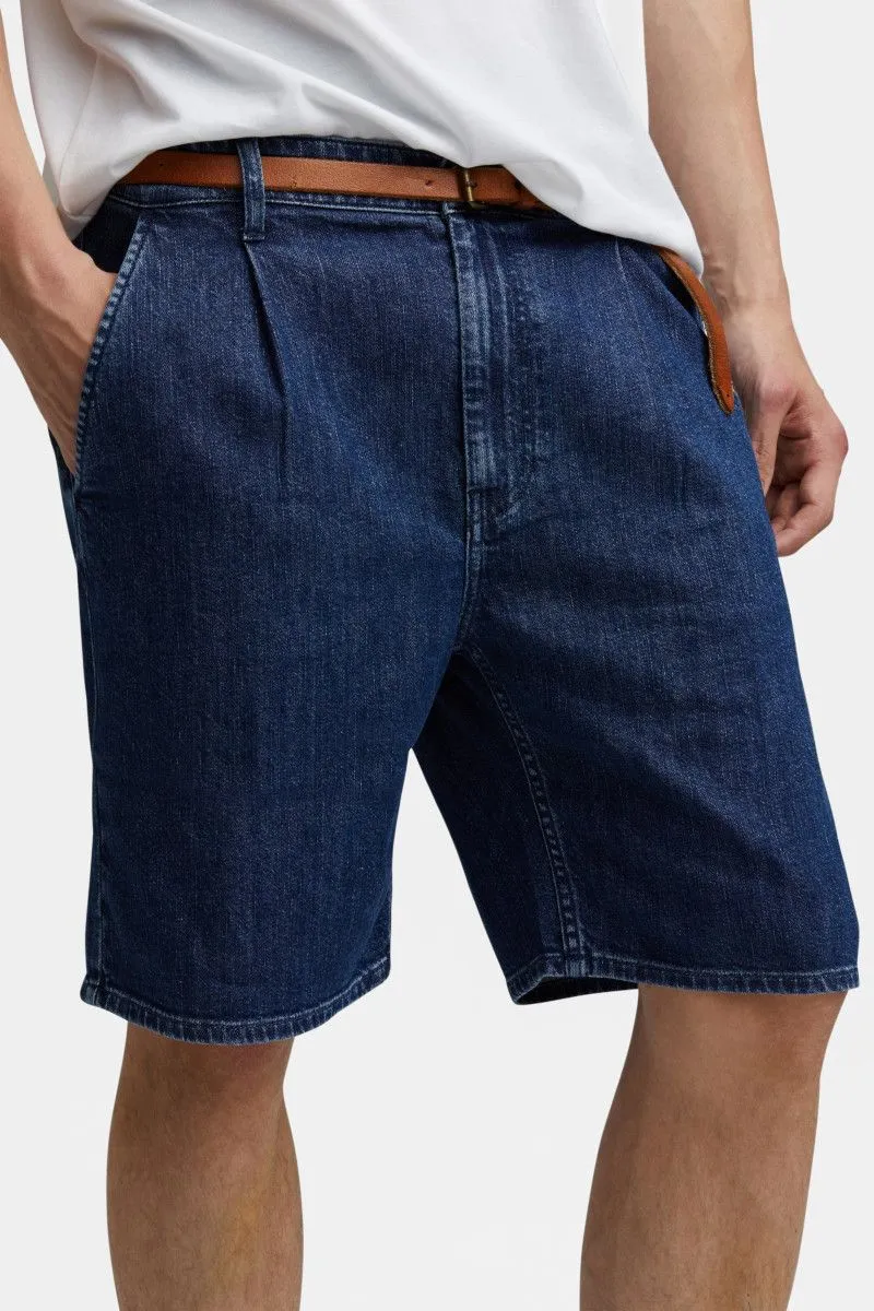 Shorts chino in denim over fit uomo Blu