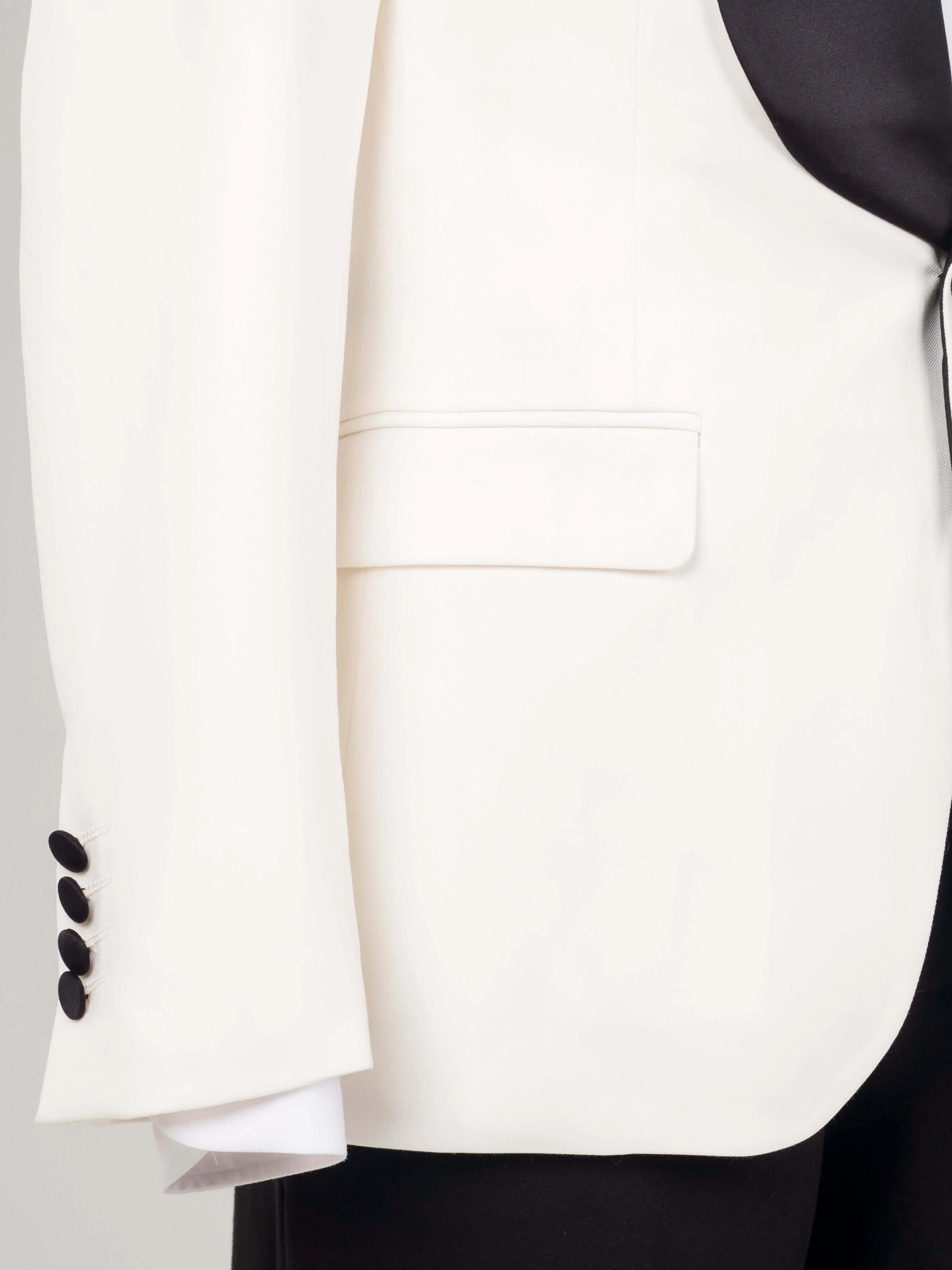 Single Breasted Tuxedo Blazer - Ivory White (Shawl Lapel)