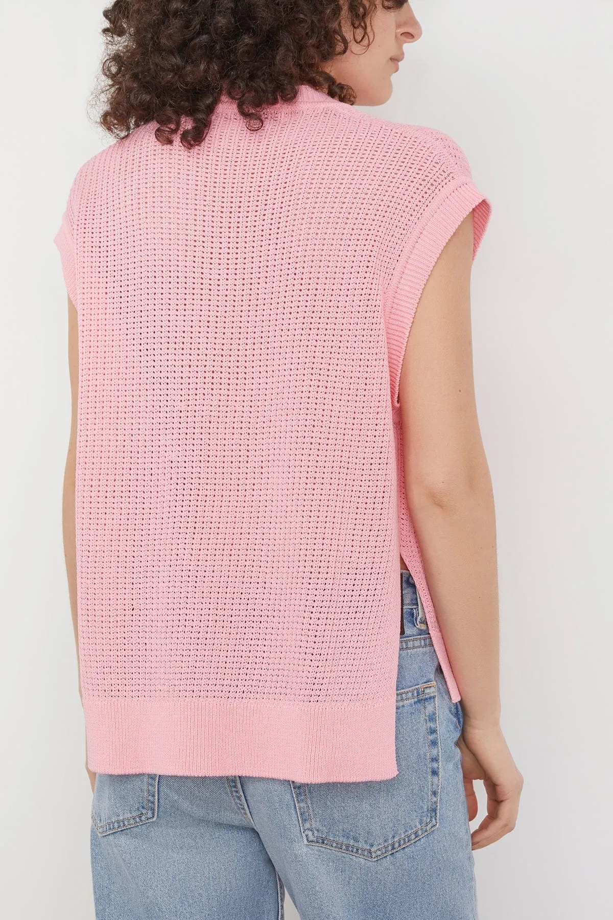 Sleeveless V-Neck Sweater in Pink Gummy