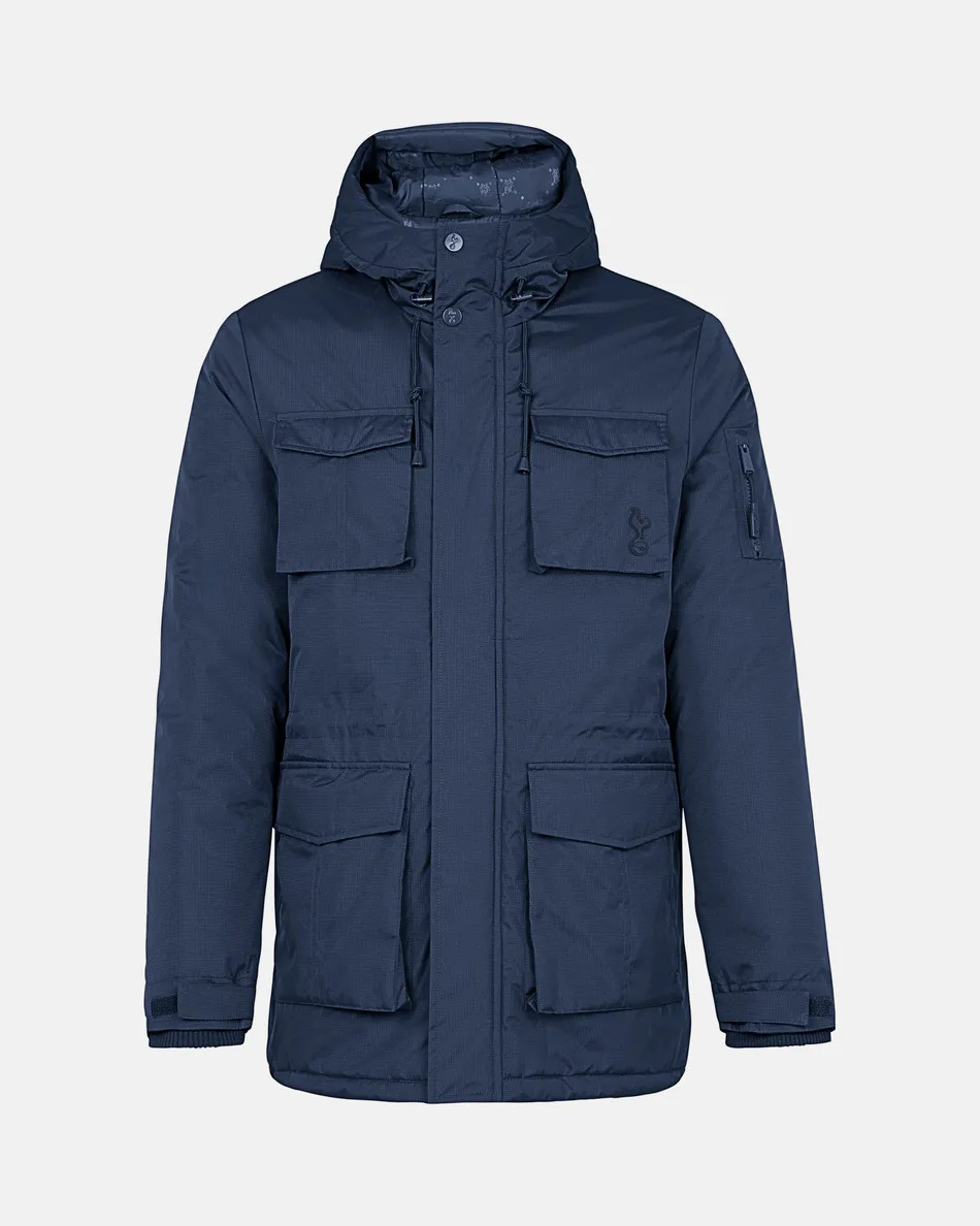 Spurs Mens Hooded Padded Navy Parka