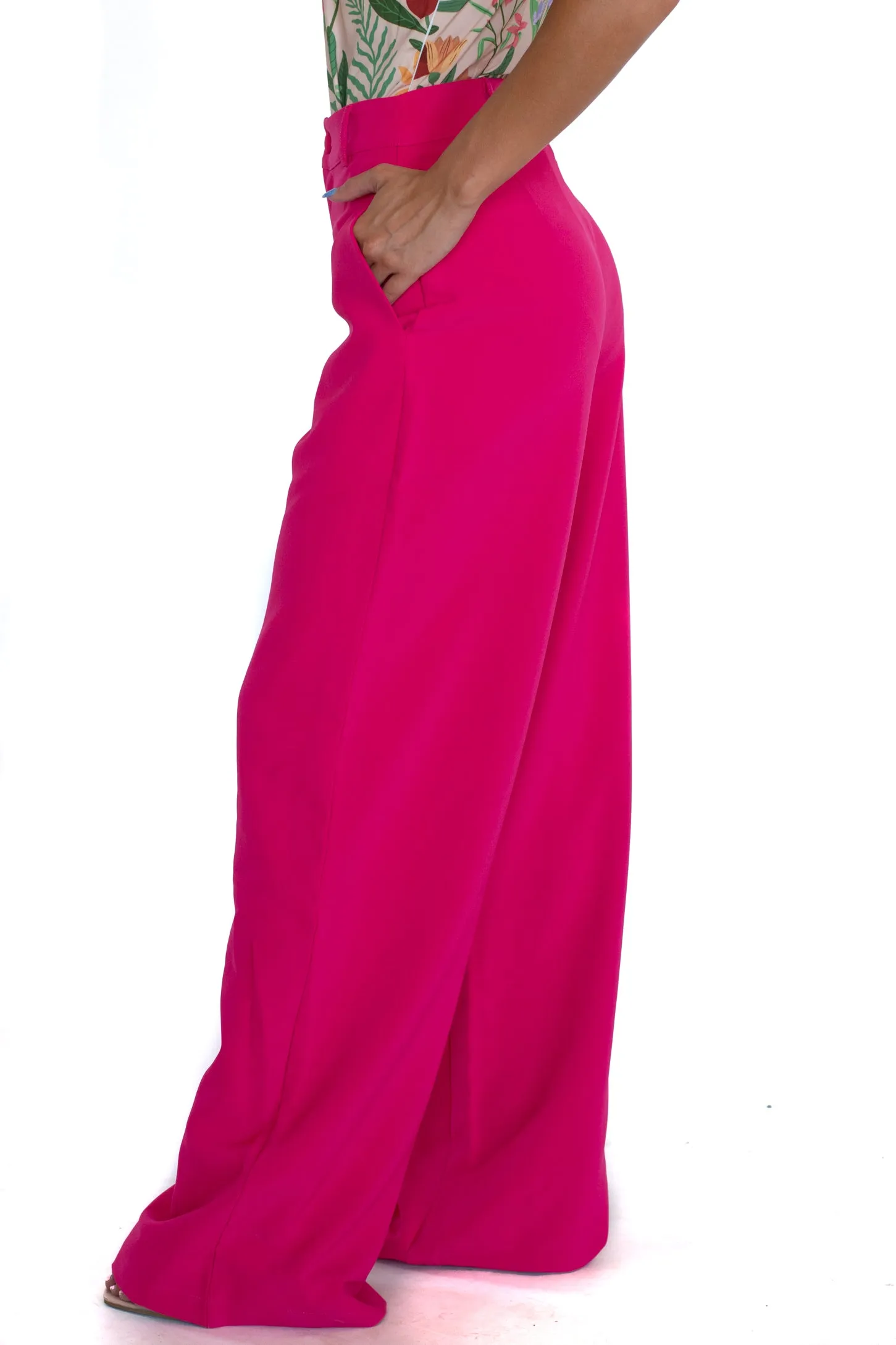 Suits You Perfectly Fuchsia Wide Leg Trouser