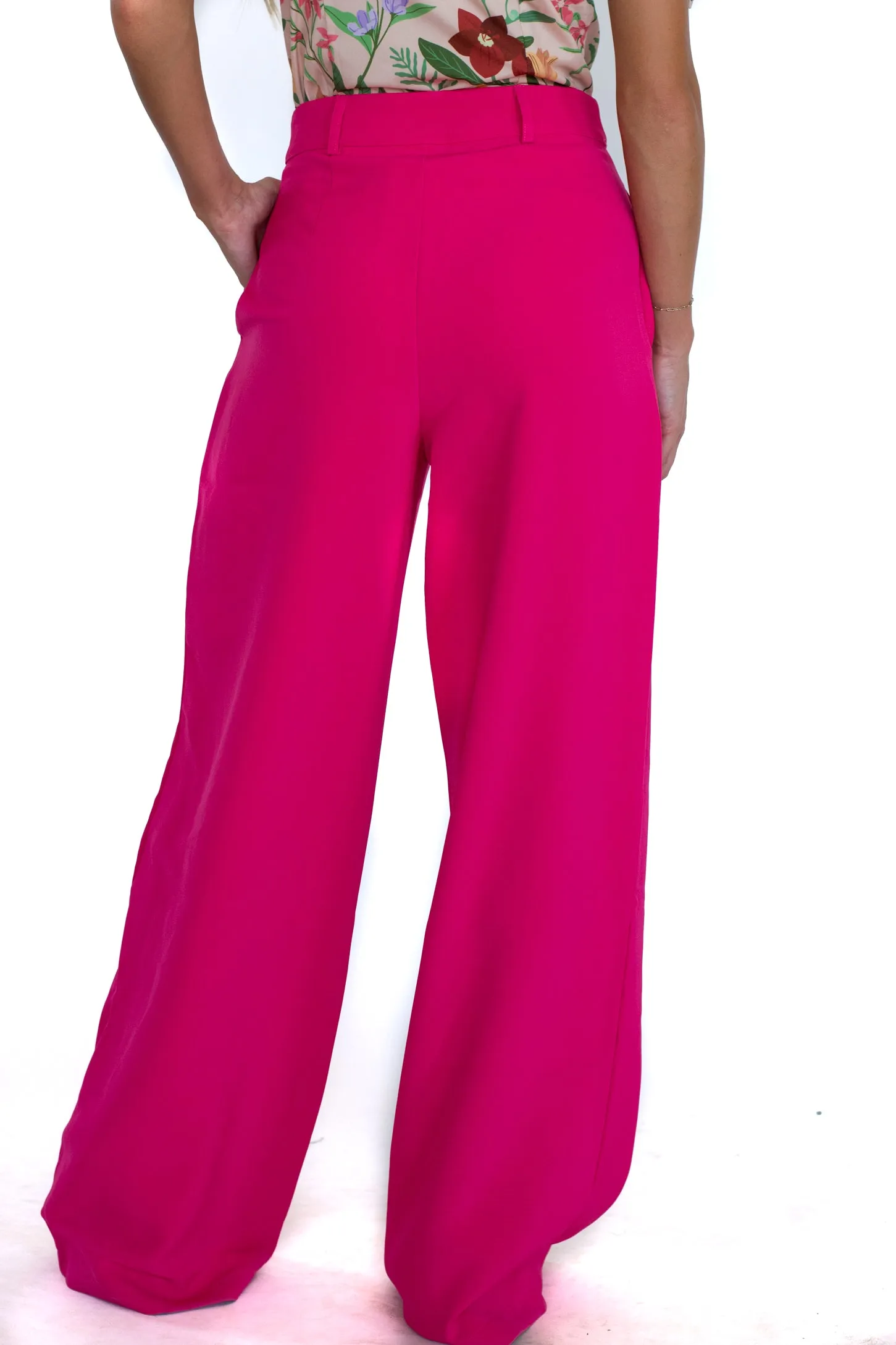 Suits You Perfectly Fuchsia Wide Leg Trouser