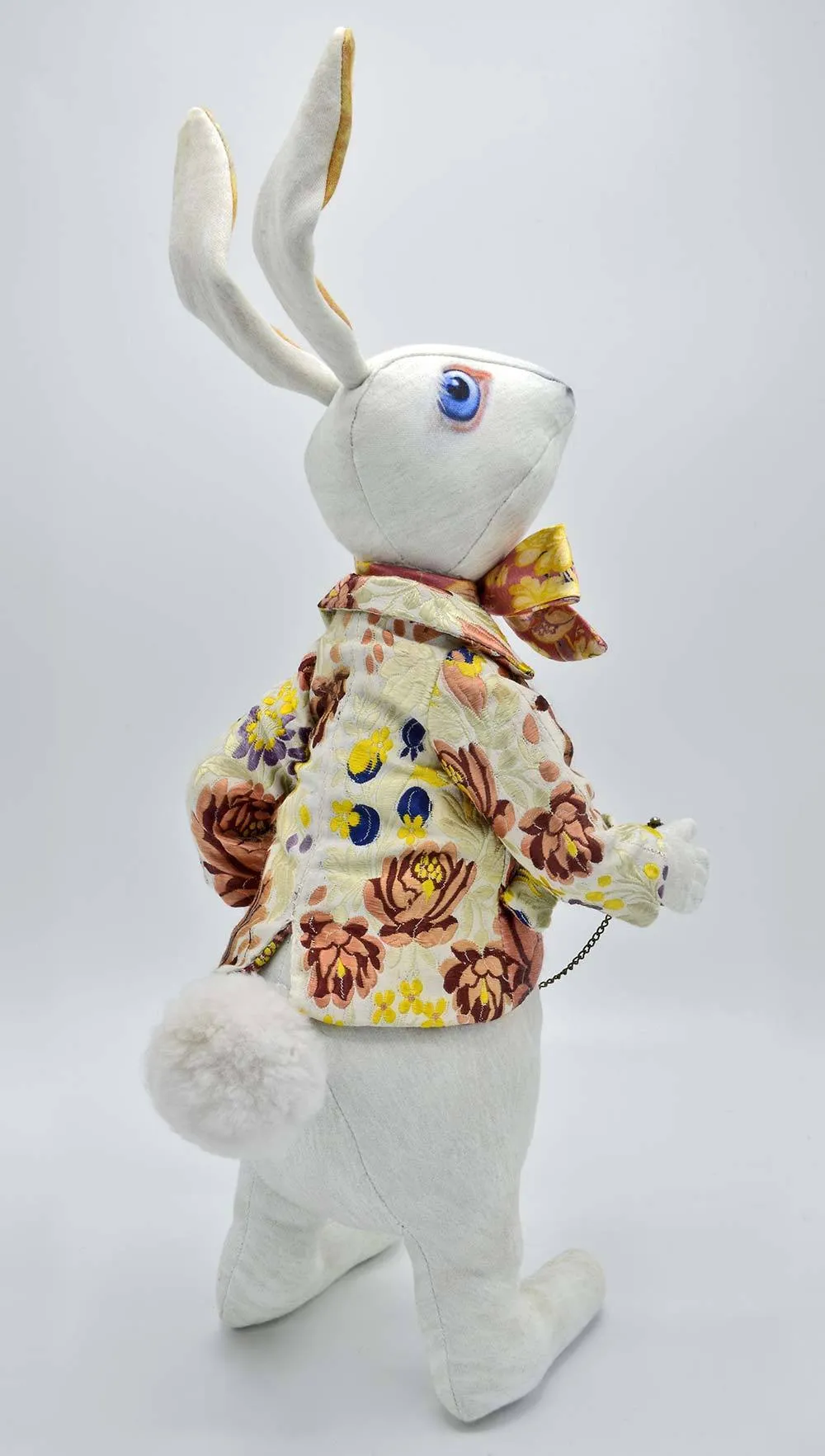 The White Rabbit with jacket in antique Bohemian folk ribbon