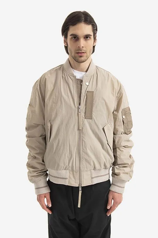 Tom Wood bomber jacket Purth Bomber Patched menﾒs beige color