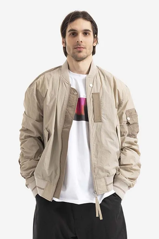 Tom Wood bomber jacket Purth Bomber Patched menﾒs beige color