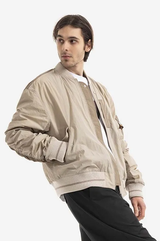 Tom Wood bomber jacket Purth Bomber Patched menﾒs beige color