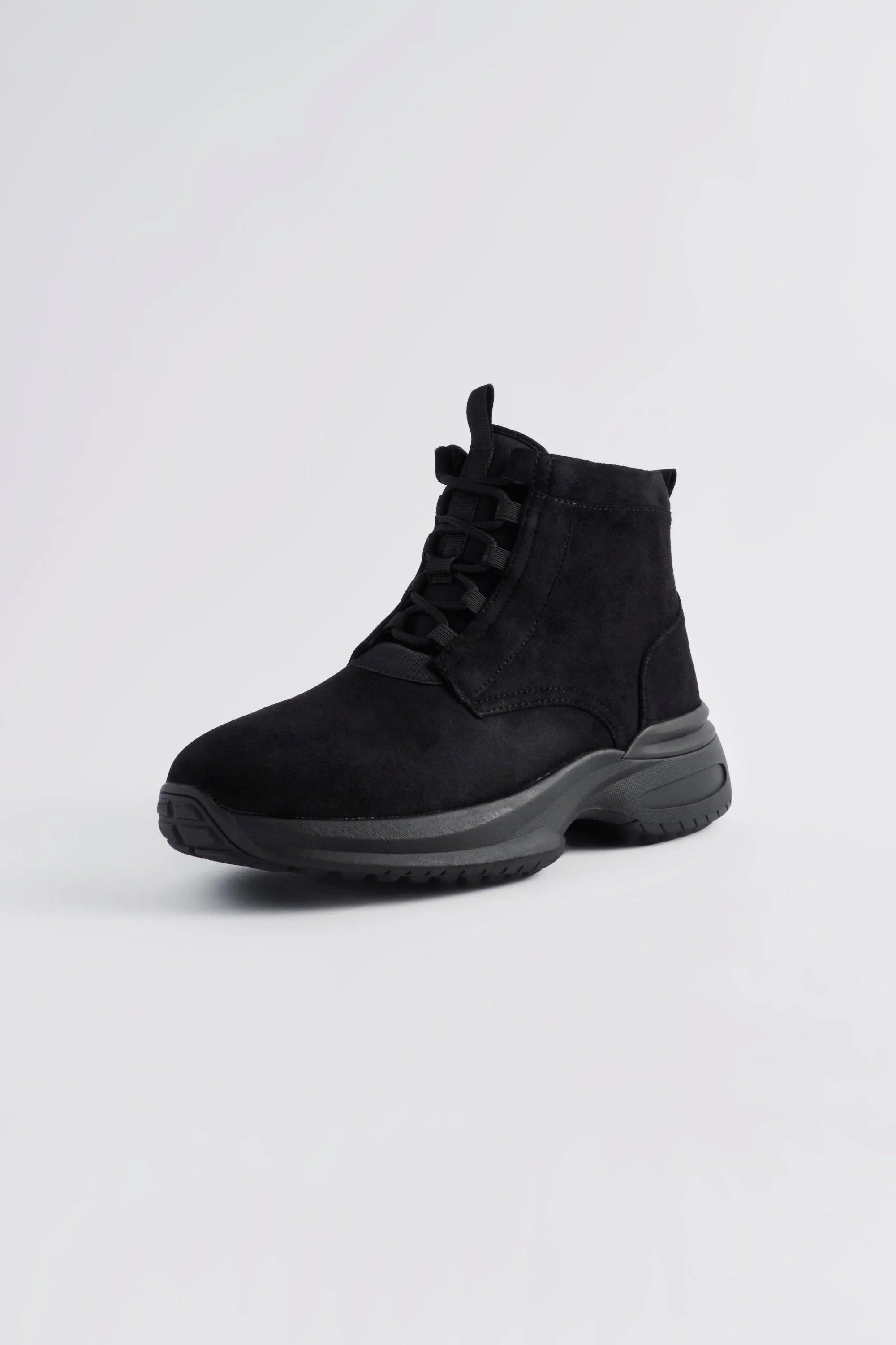 Track Sole Faux Suede Lace Up Boot