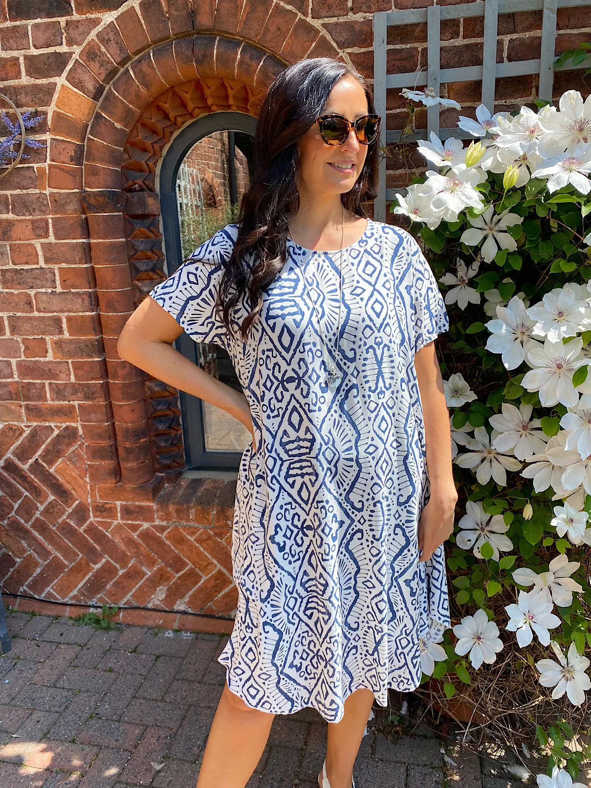 Tribal Pattern Short Sleeve Dress Sophia