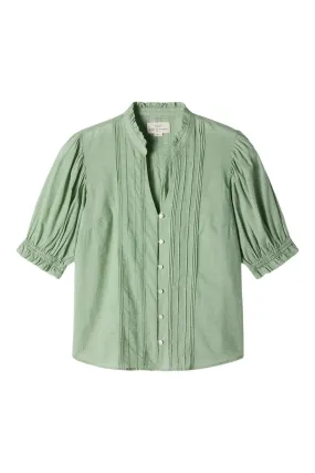 Trovata Birds of Paradis Eliza Blouse in Green Houndstooth