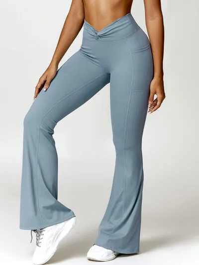 Twisted High Waist Active Pants with Pockets