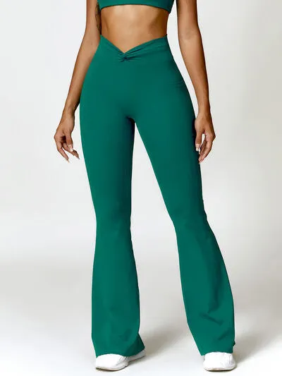 Twisted High Waist Active Pants with Pockets