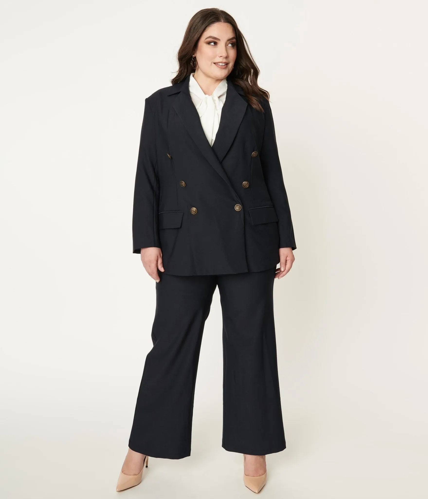 Unique Vintage Plus Size Navy Blue McGill Blazer