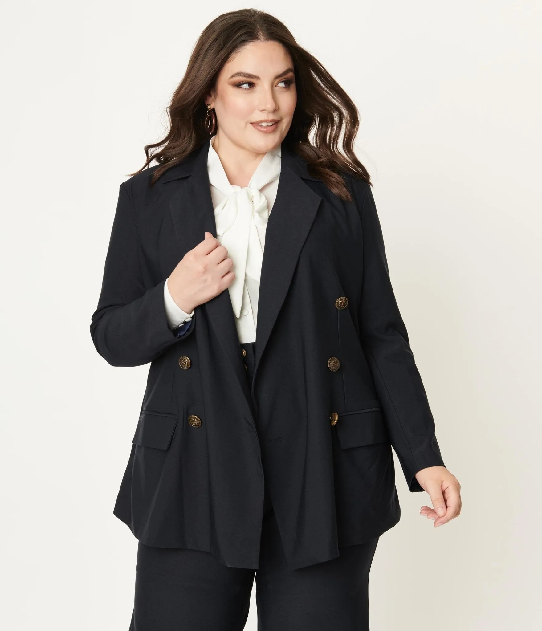 Unique Vintage Plus Size Navy Blue McGill Blazer