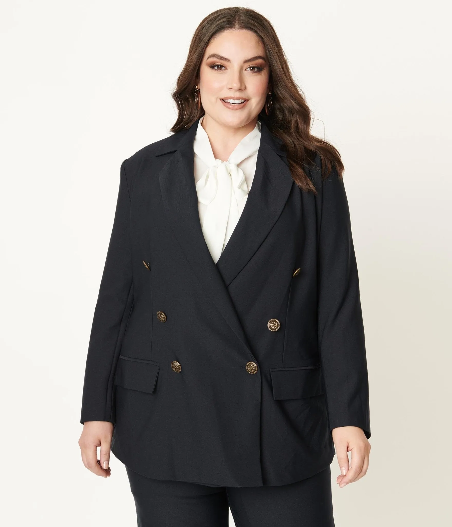 Unique Vintage Plus Size Navy Blue McGill Blazer