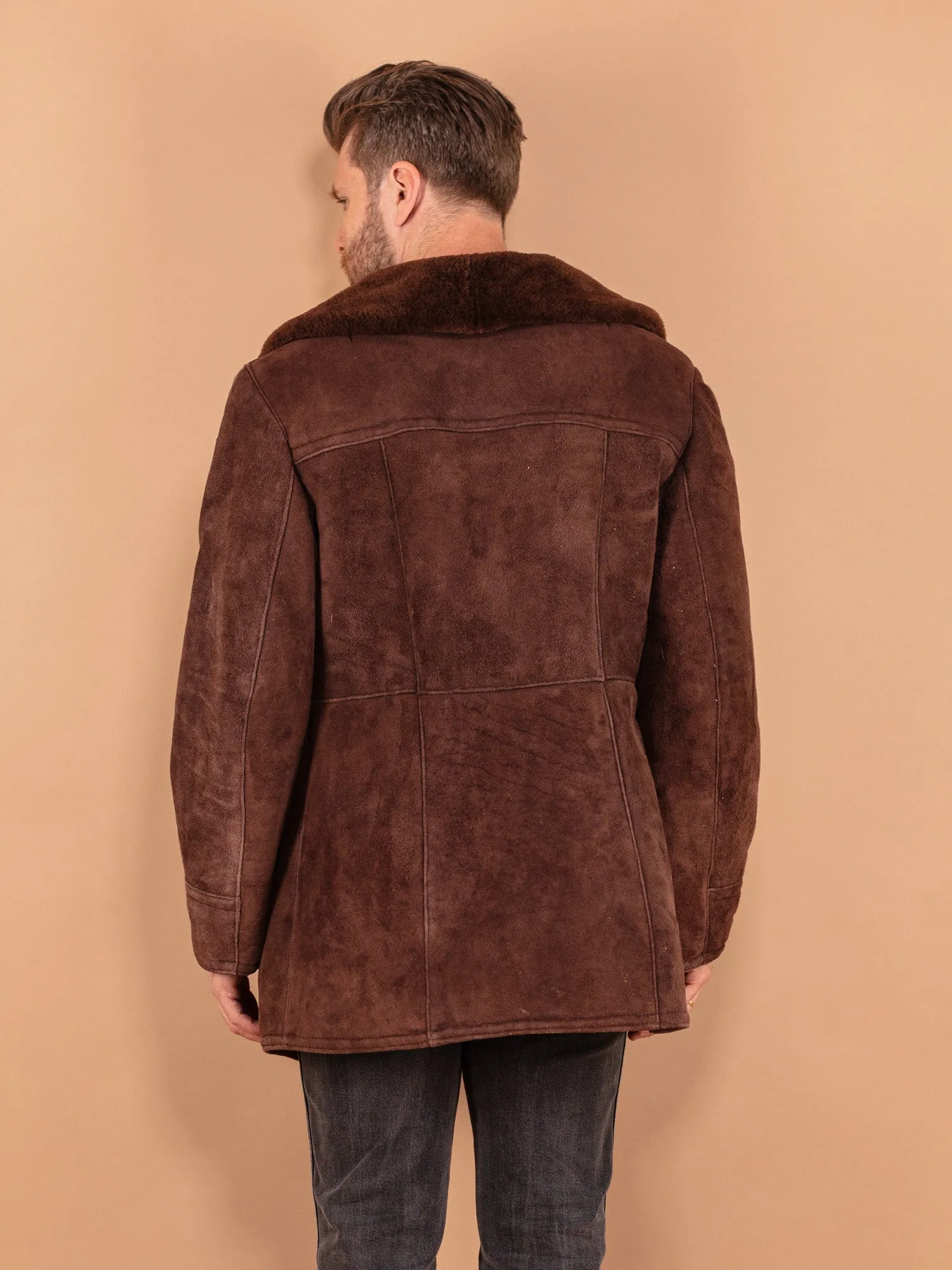 Vintage 70's Men Sheepskin Coat in Brown