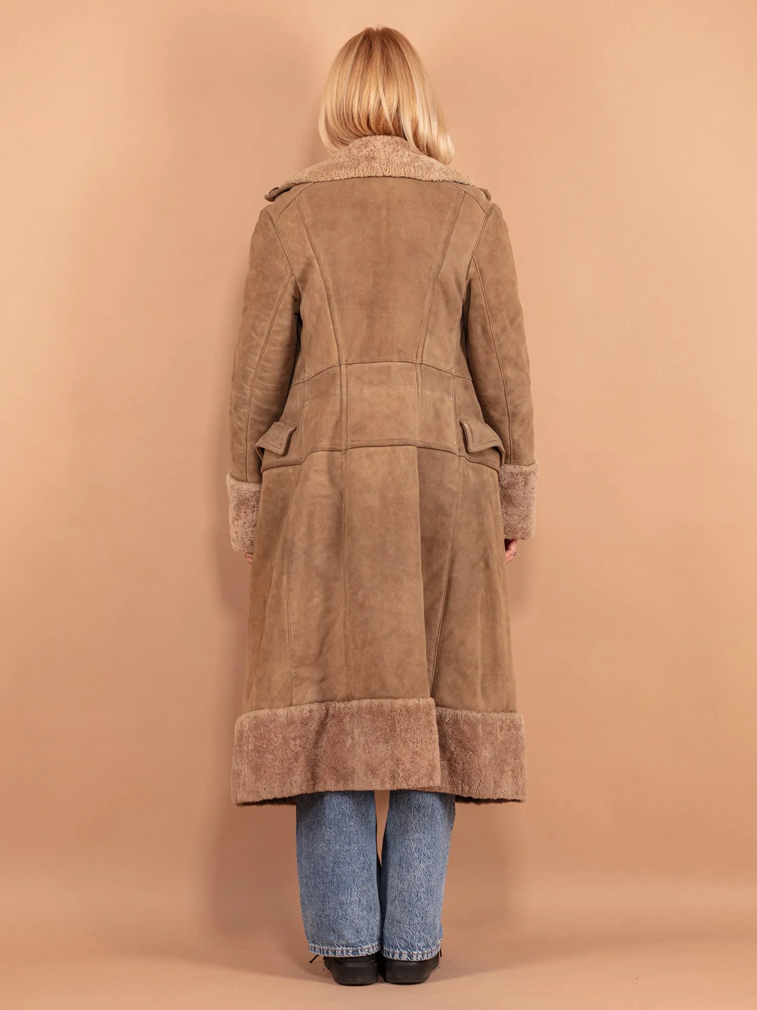 Vintage 70's Women Sheepskin Coat in Beige