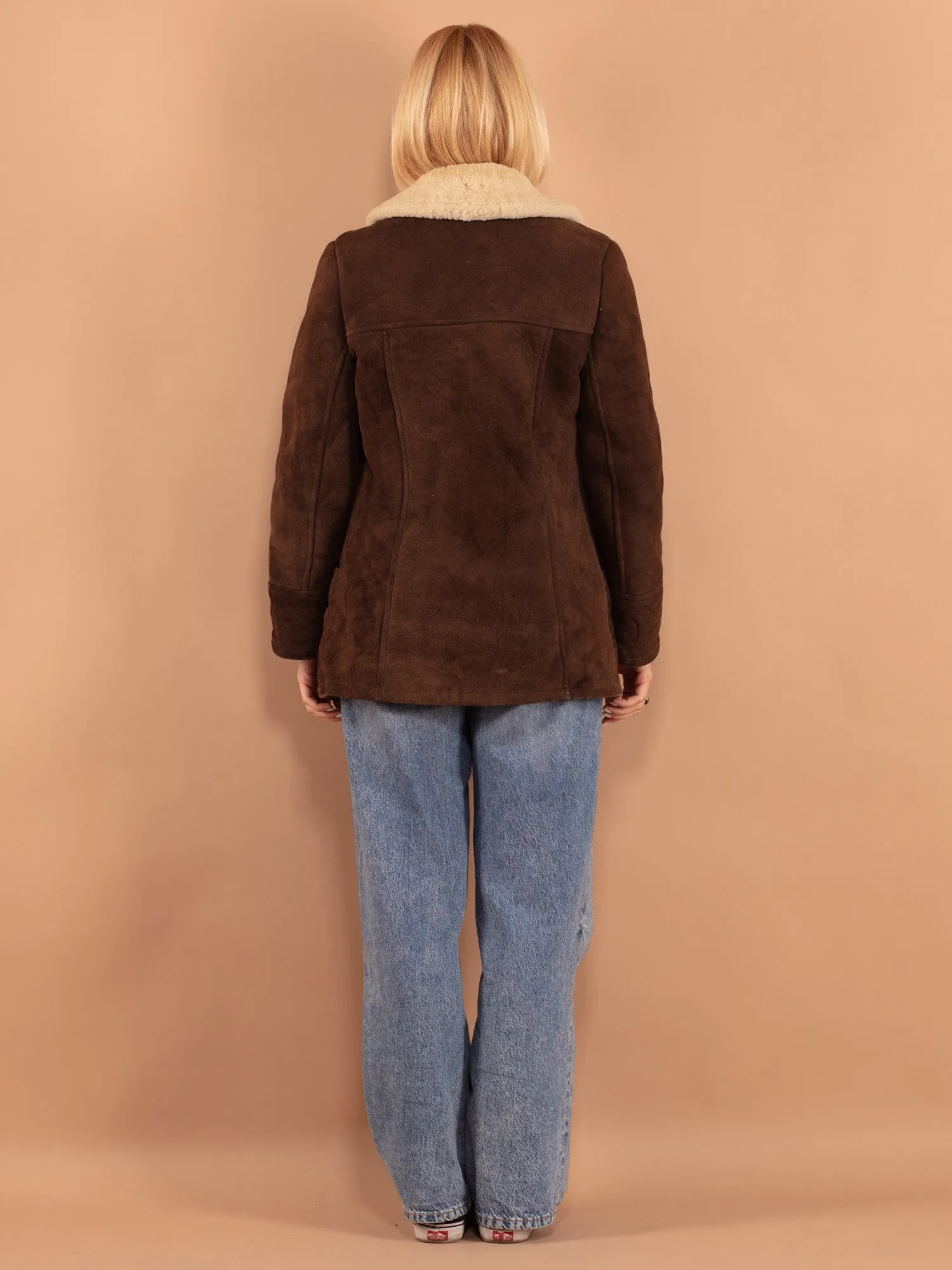 Vintage 70's Women Sheepskin Coat in Brown