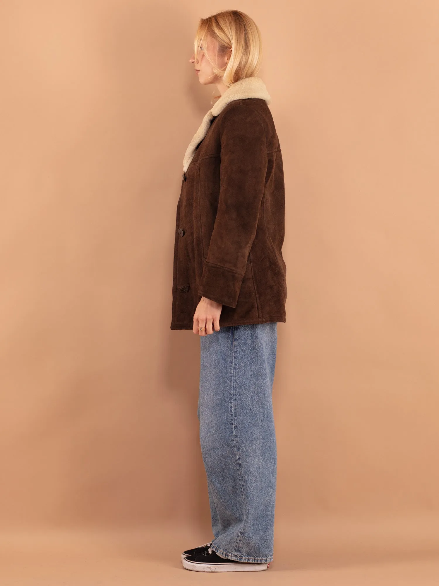 Vintage 70's Women Sheepskin Coat in Brown