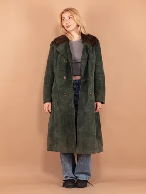 Vintage 70's Women Sheepskin Coat in Green