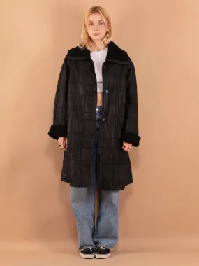 Vintage 80's Women Sheepskin Coat in Black