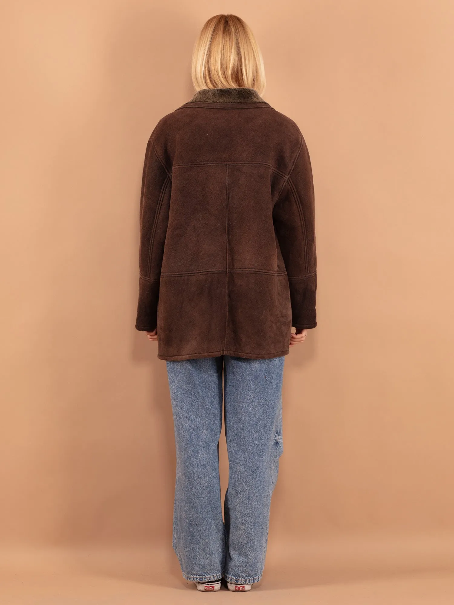 Vintage 80's Women Sheepskin Coat in Brown