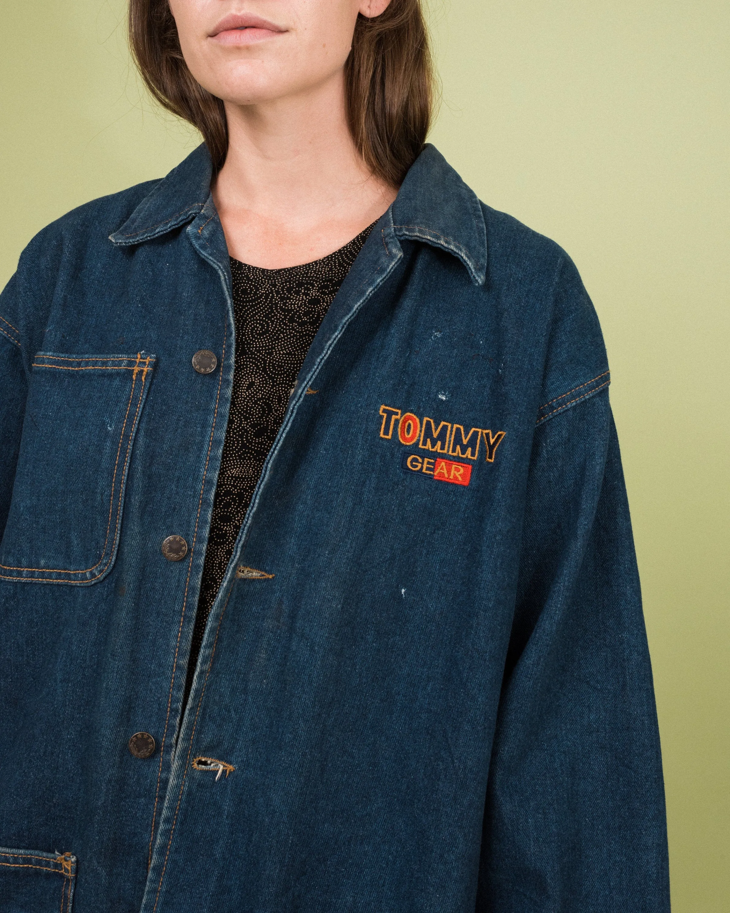 Vintage Distressed Denim Chore Jacket (S/M)