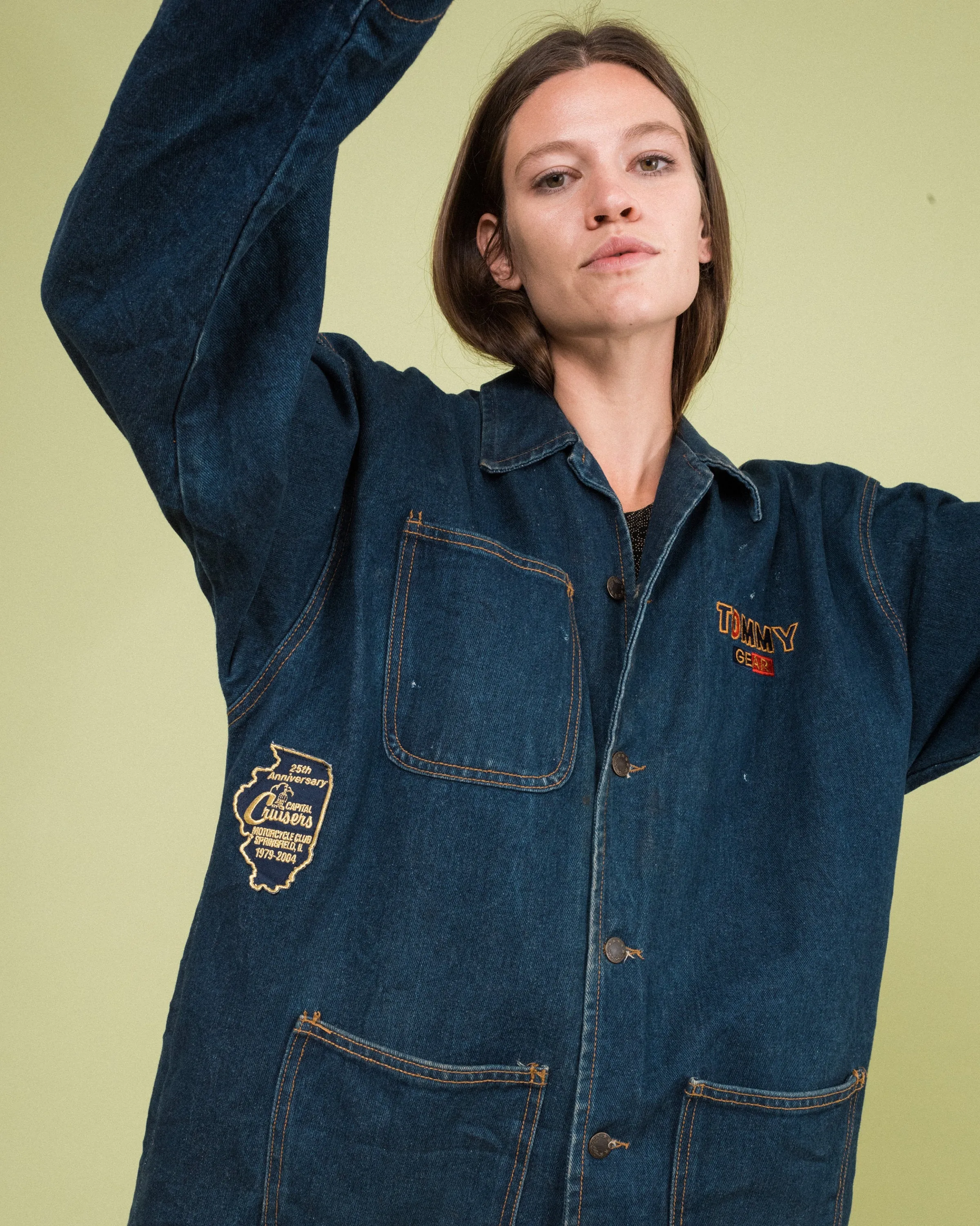 Vintage Distressed Denim Chore Jacket (S/M)