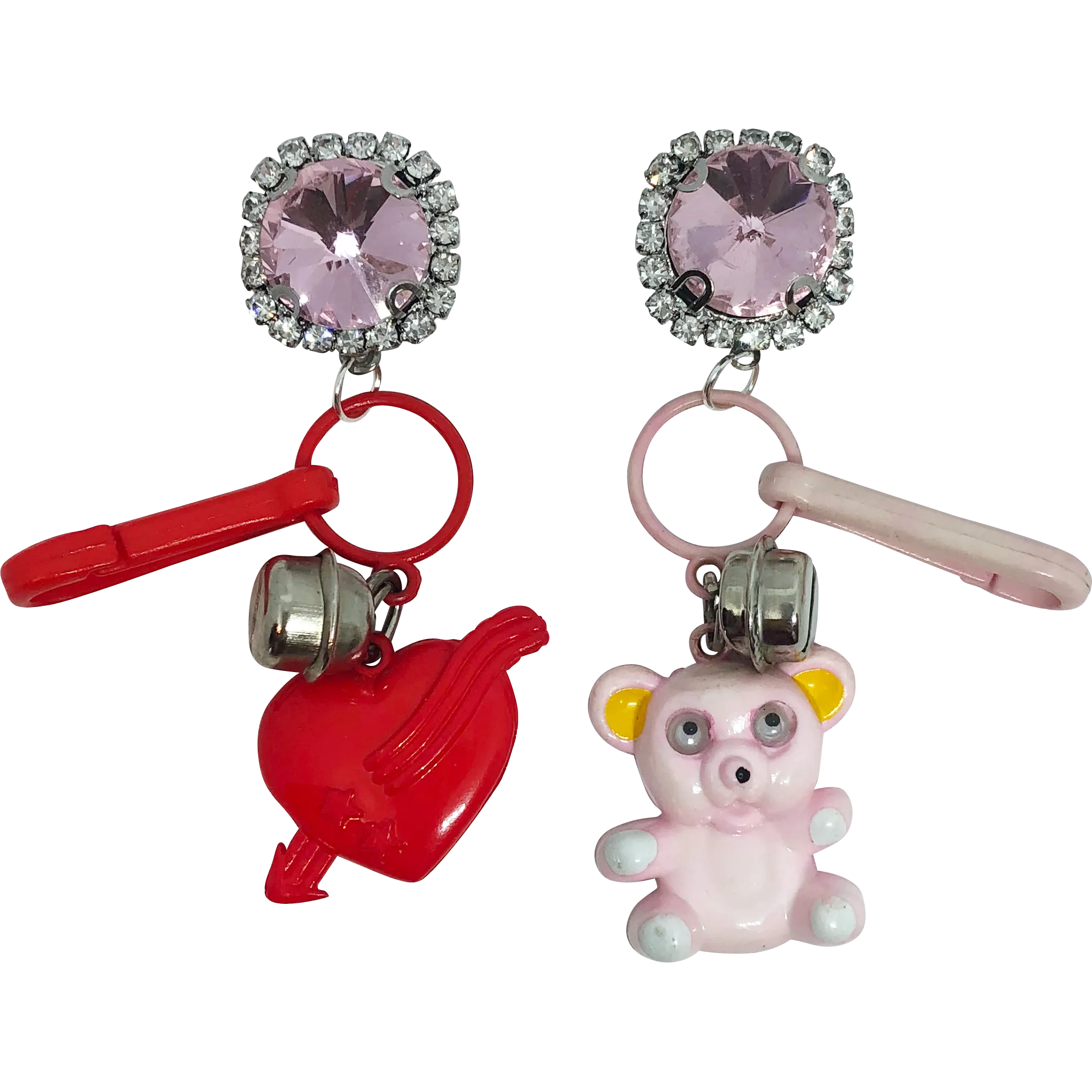 Vintage Teddy Bear Charm Earrings