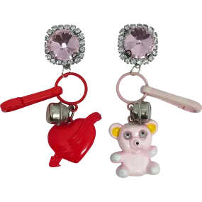 Vintage Teddy Bear Charm Earrings