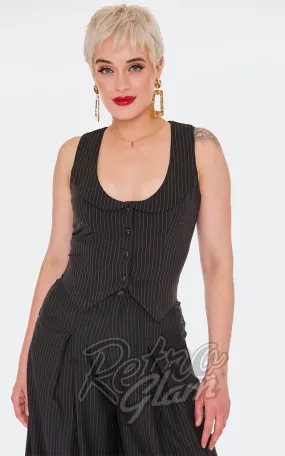 Voodoo Vixen Pinstripe Button-Up Vest