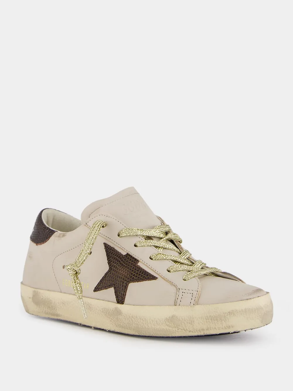 White Super-Star Sneakers With Lizard-Printed Star