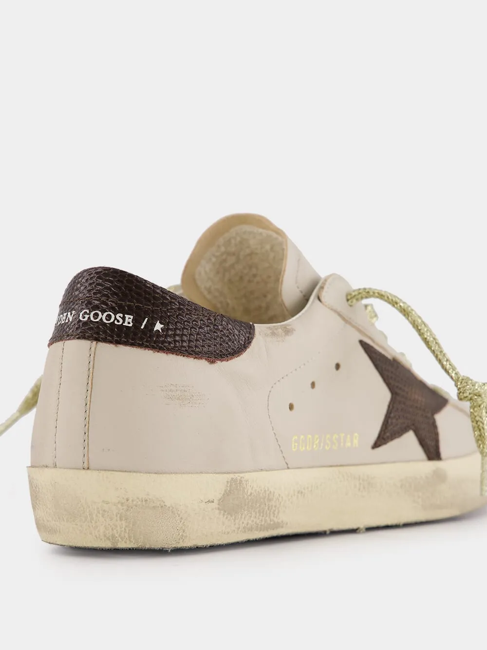 White Super-Star Sneakers With Lizard-Printed Star