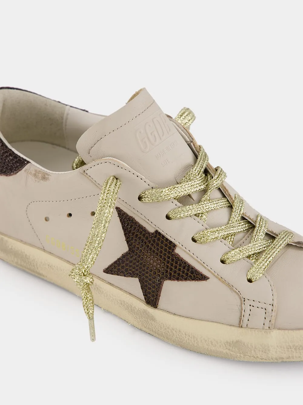 White Super-Star Sneakers With Lizard-Printed Star