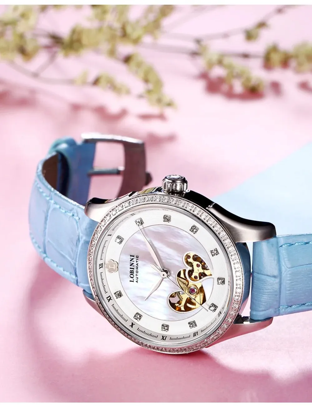 Women's Luxury Casual Fashion Mechanical Leather Sapphire Watch