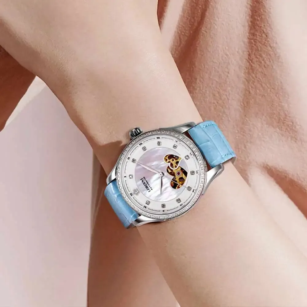 Women's Luxury Casual Fashion Mechanical Leather Sapphire Watch