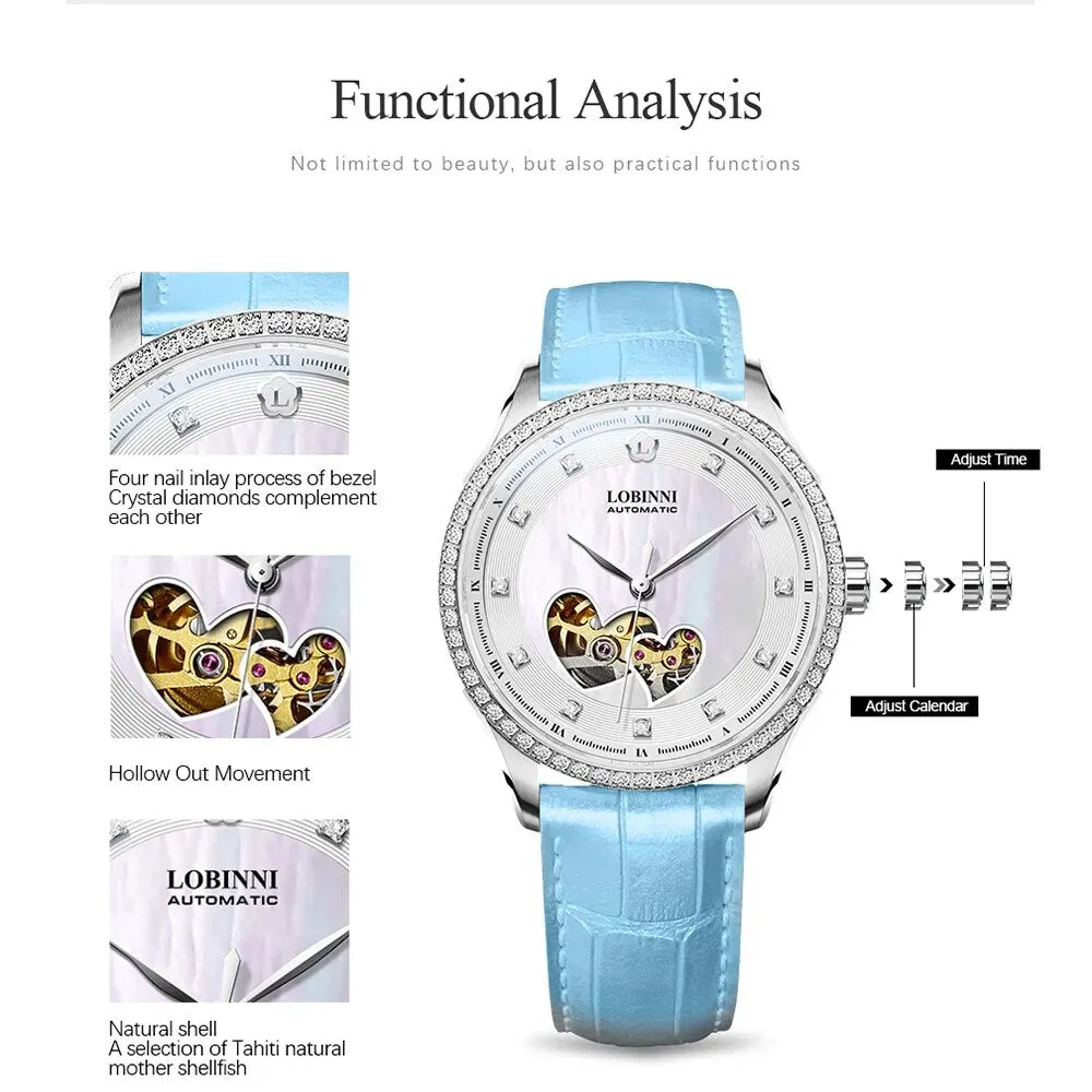 Women's Luxury Casual Fashion Mechanical Leather Sapphire Watch