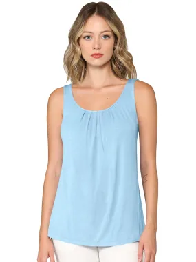 Women's Pleated Front Scoop Neck Shell Tank