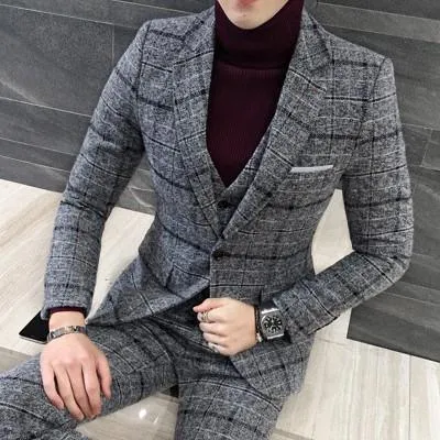 Xavier Plaid Three Piece Suit- Slim Fit