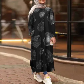 ZANZEA Women Vintage Floral Printed Dress Autumn O Neck Long Sleeve Sundress Casual Loose Kaftan Muslim Dress Vestiso S3590031