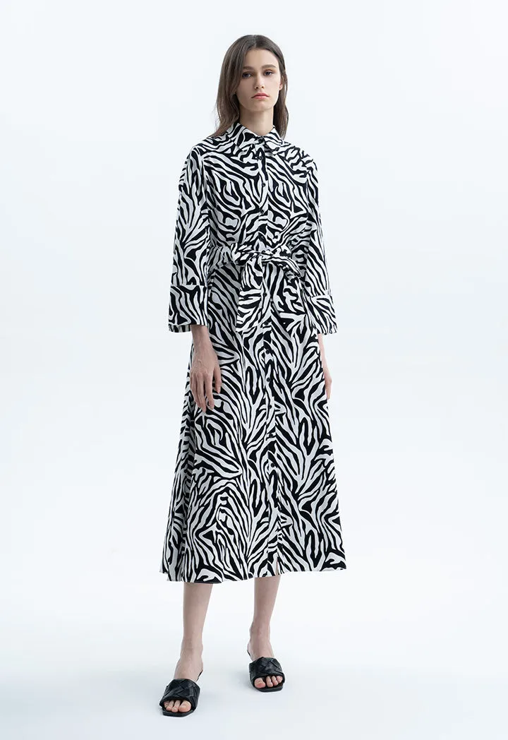 Zebra Printed Midi Dress